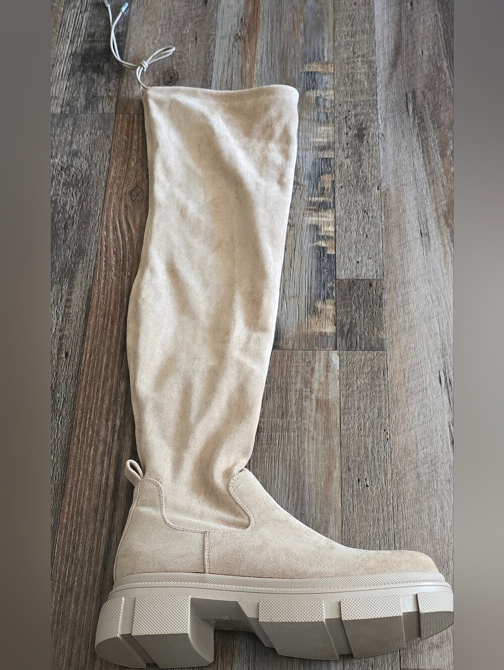 Tan Suede Thigh High Boots Sz 37 NWOT